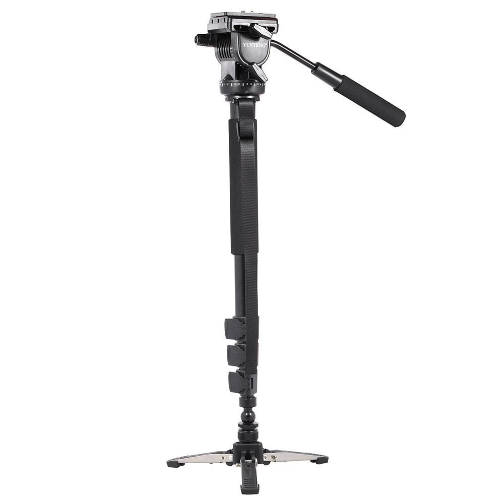 YUNTENG VCT-588 Aluminium Alloy Monopod with Detachable Tripod Stand Base PLUS Fluid Drag Head for DSLR Camera