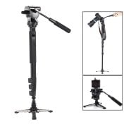 YUNTENG VCT-588 Aluminium Alloy Monopod with Detachable Tripod Stand Base PLUS Fluid Drag Head for DSLR Camera