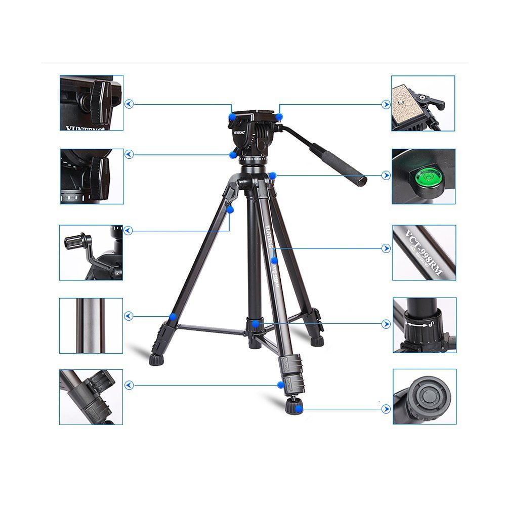 YUNTENG VCT998 Aluminum Tripod with Panhead upto 6kg Capacity