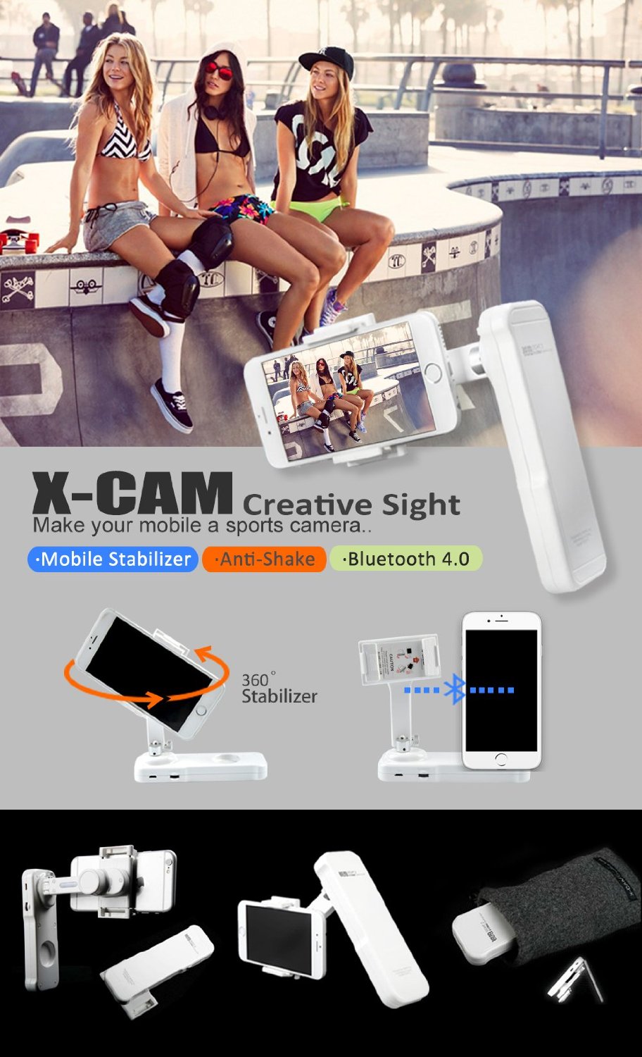 X-CAM Sight 2 Smartphone 2-Axis Gimbal Stabilizer