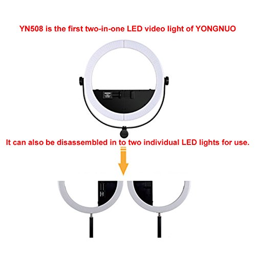 Yongnuo 2-IN-1 YN508 Pro LED Video Light 3200-5500K Portable Ringlight