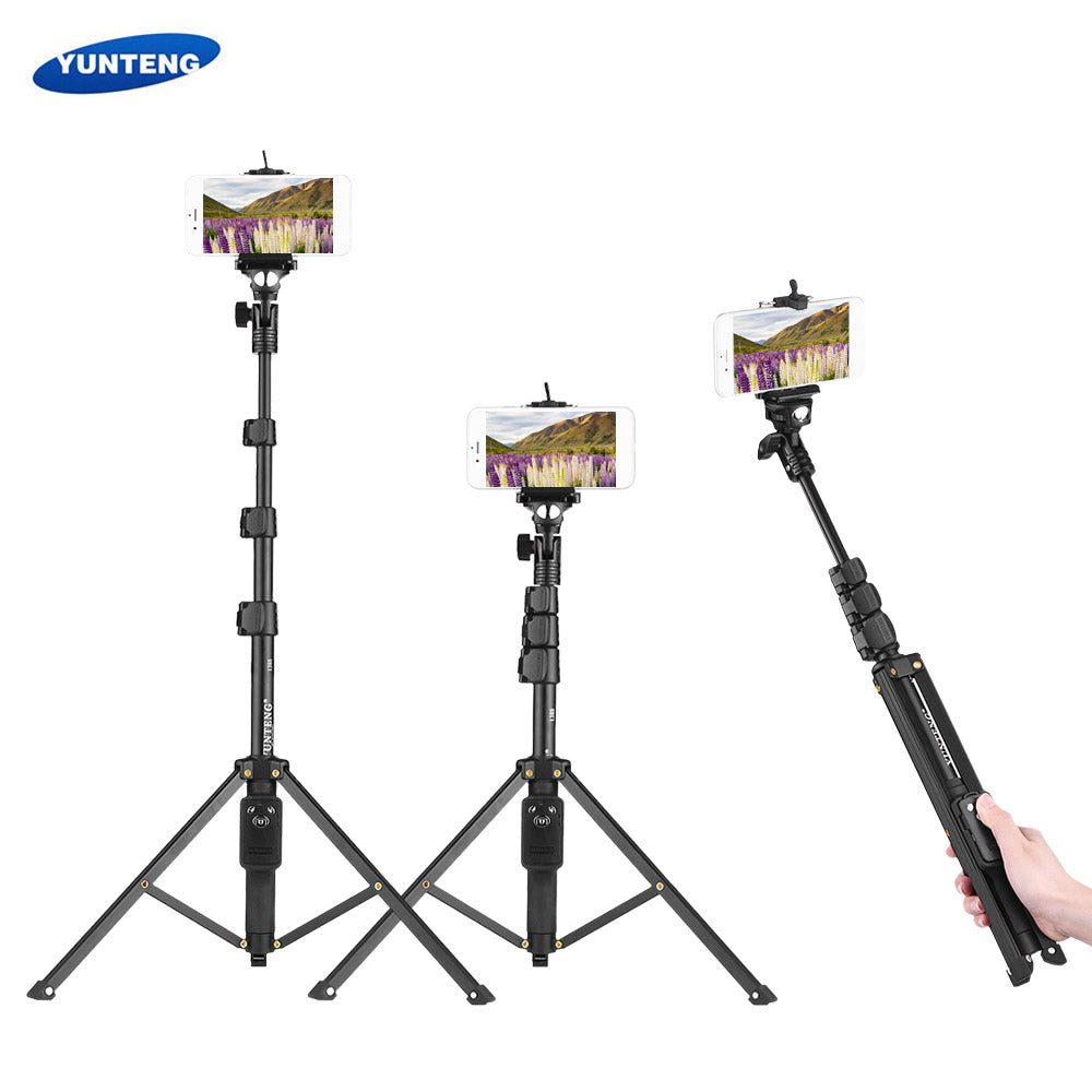 YUNTENG VCT-1388 Aluminum Tripod Selfie Stick with Phone Hoder Remote Control for Mobile Phone