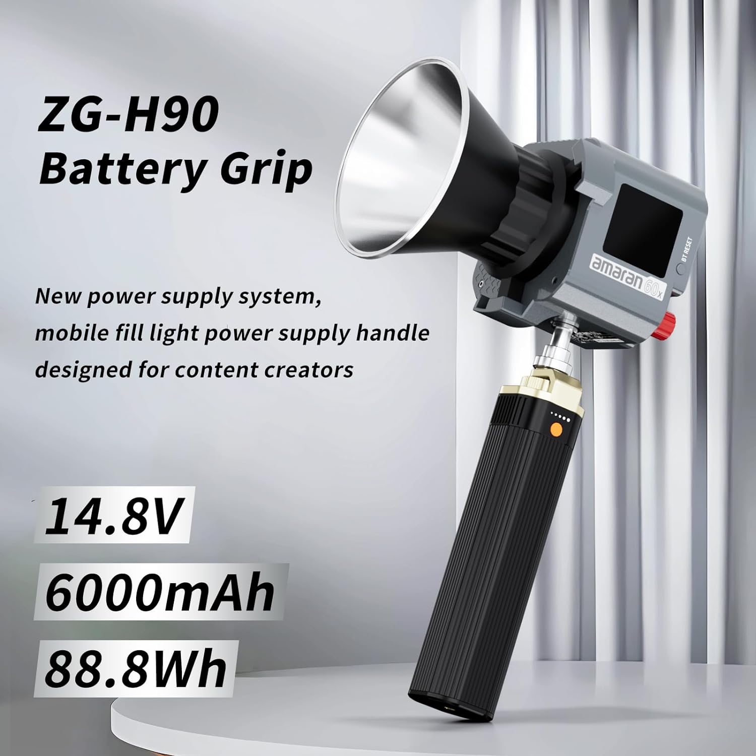 ZGCINE ZG-H90 Battery Grip Power Bank Hand Grip for Handheld LED Video Lights