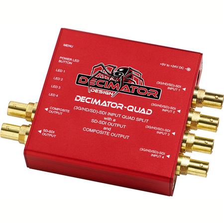 Decimator Design Quad Miniature 3G/HD/SD-SDI Quad-Split with SD-SDI and Composite Outputs