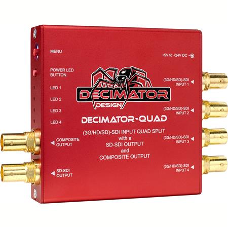 Decimator Design Quad Miniature 3G/HD/SD-SDI Quad-Split with SD-SDI and Composite Outputs