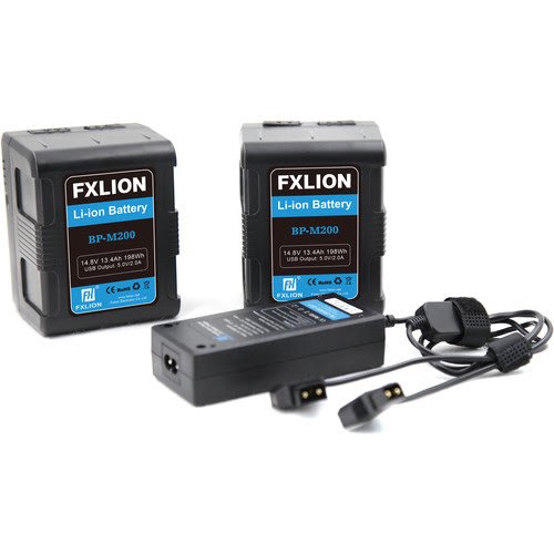 Fxlion BP-M200 Dual Square Compact Battery &amp; Charger Kit (198Wh, V-Mount)