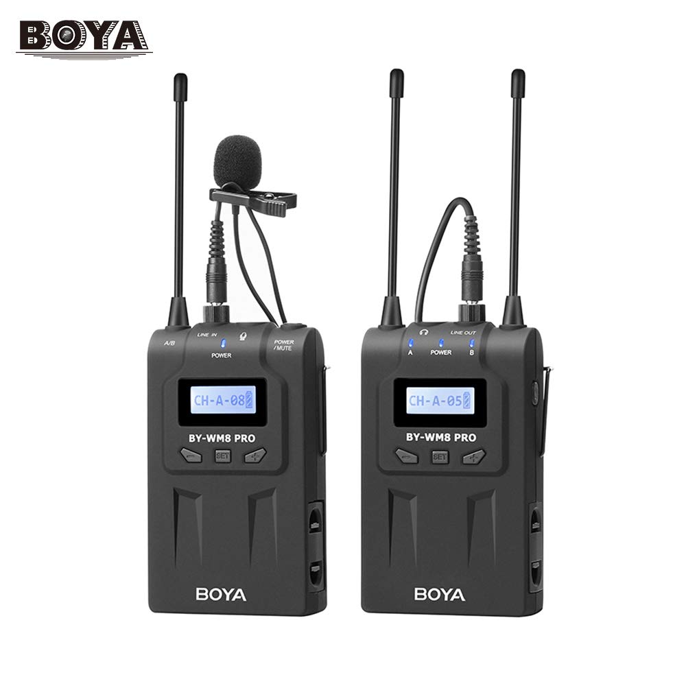 Boya by-WM8 Pro-K1 UHF Wireless Microphone System 48 Channels Mono/Stereo Mode LCD Display 100M Effective Range