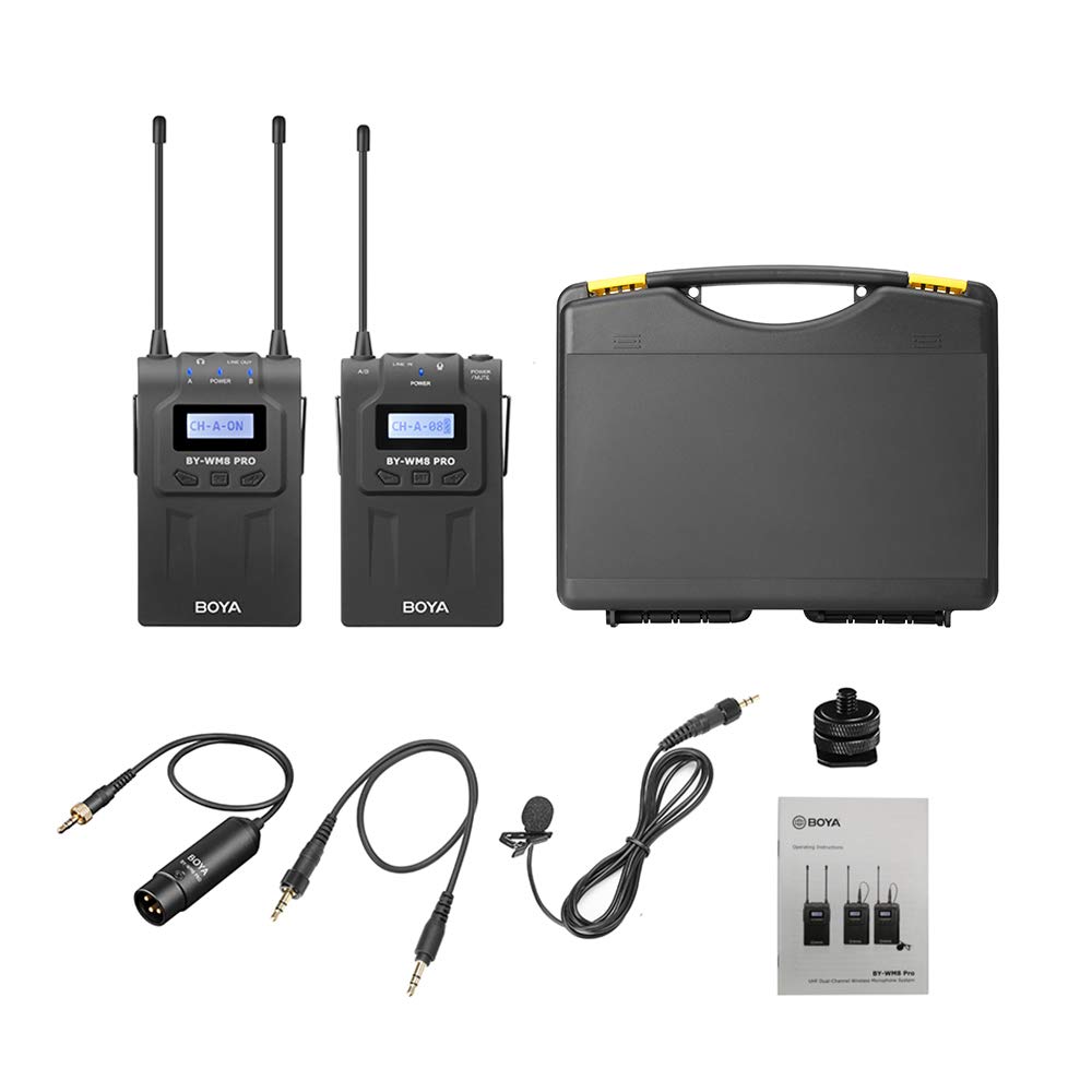 Boya by-WM8 Pro-K1 UHF Wireless Microphone System 48 Channels Mono/Stereo Mode LCD Display 100M Effective Range