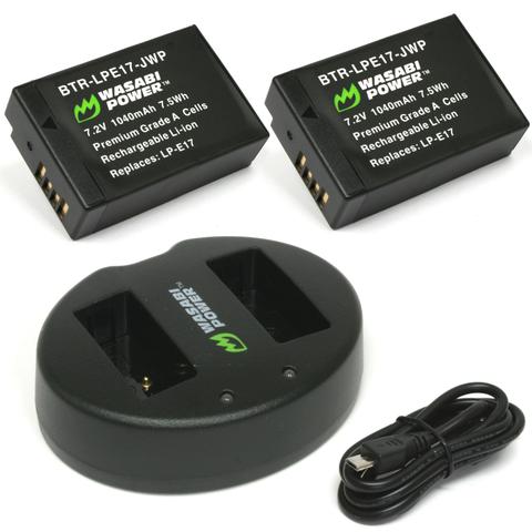 Wasabi Power Battery (2-Pack) And Dual Charger For Canon LP-E17