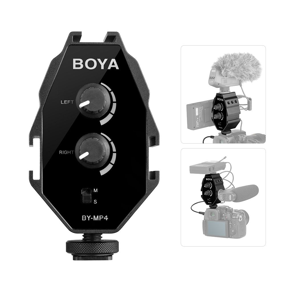 Boya BY-MP4 2-channel Audio Adapter with Mono Stereo Switch Mixer