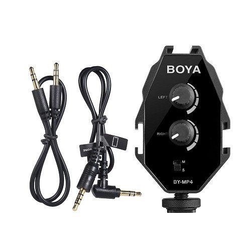 Boya BY-MP4 2-channel Audio Adapter with Mono Stereo Switch Mixer