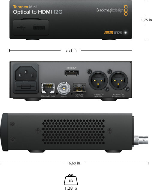 Black Magic Design CONVNTRM/MA/OPTH Teranex Mini - Optical to HDMI 12G