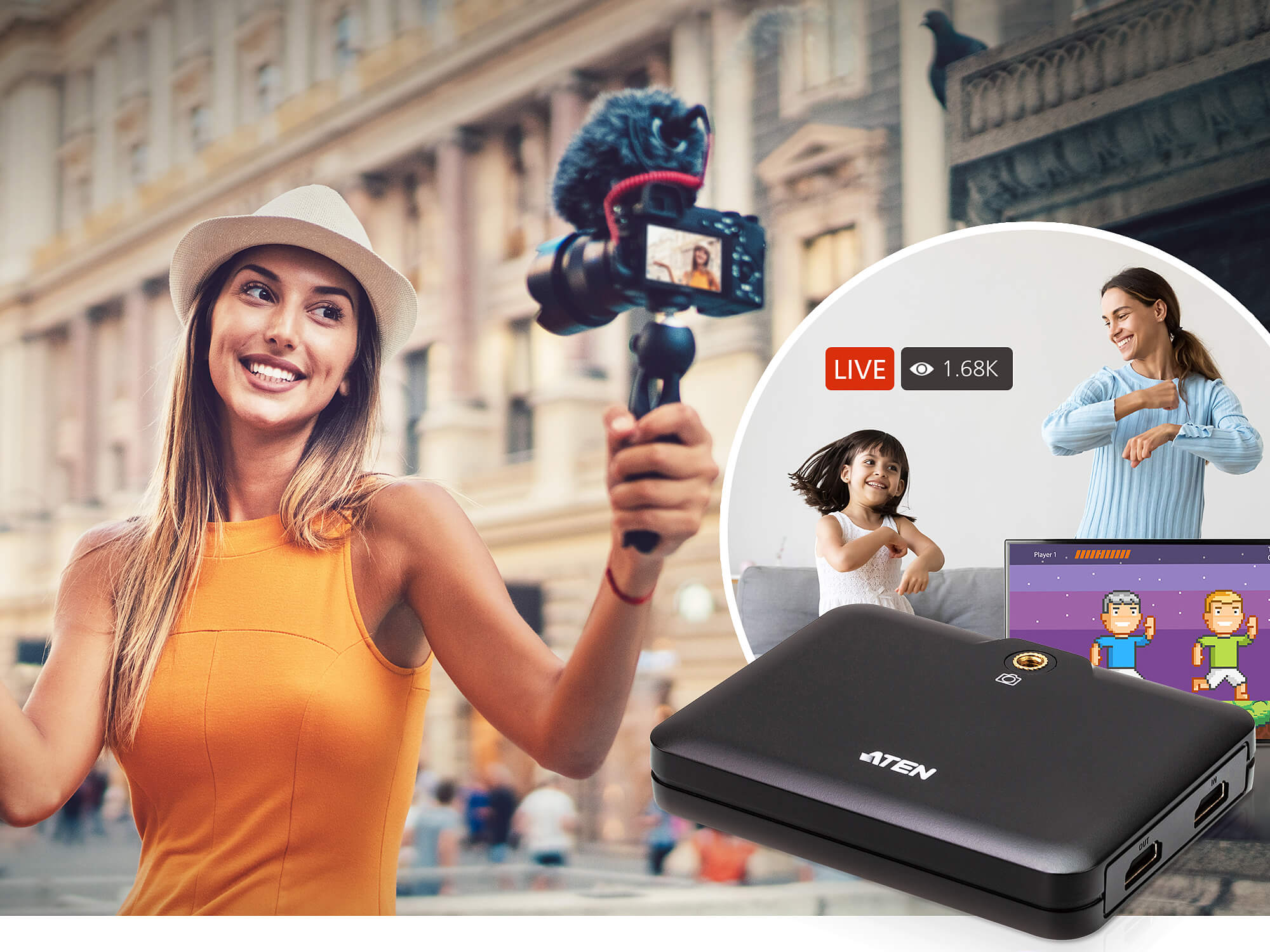 ATEN UC3021 CAMLIVE&#x2122;+(HDMI to USB-C UVC Video Capture with PD3.0 Power Pass-Through)