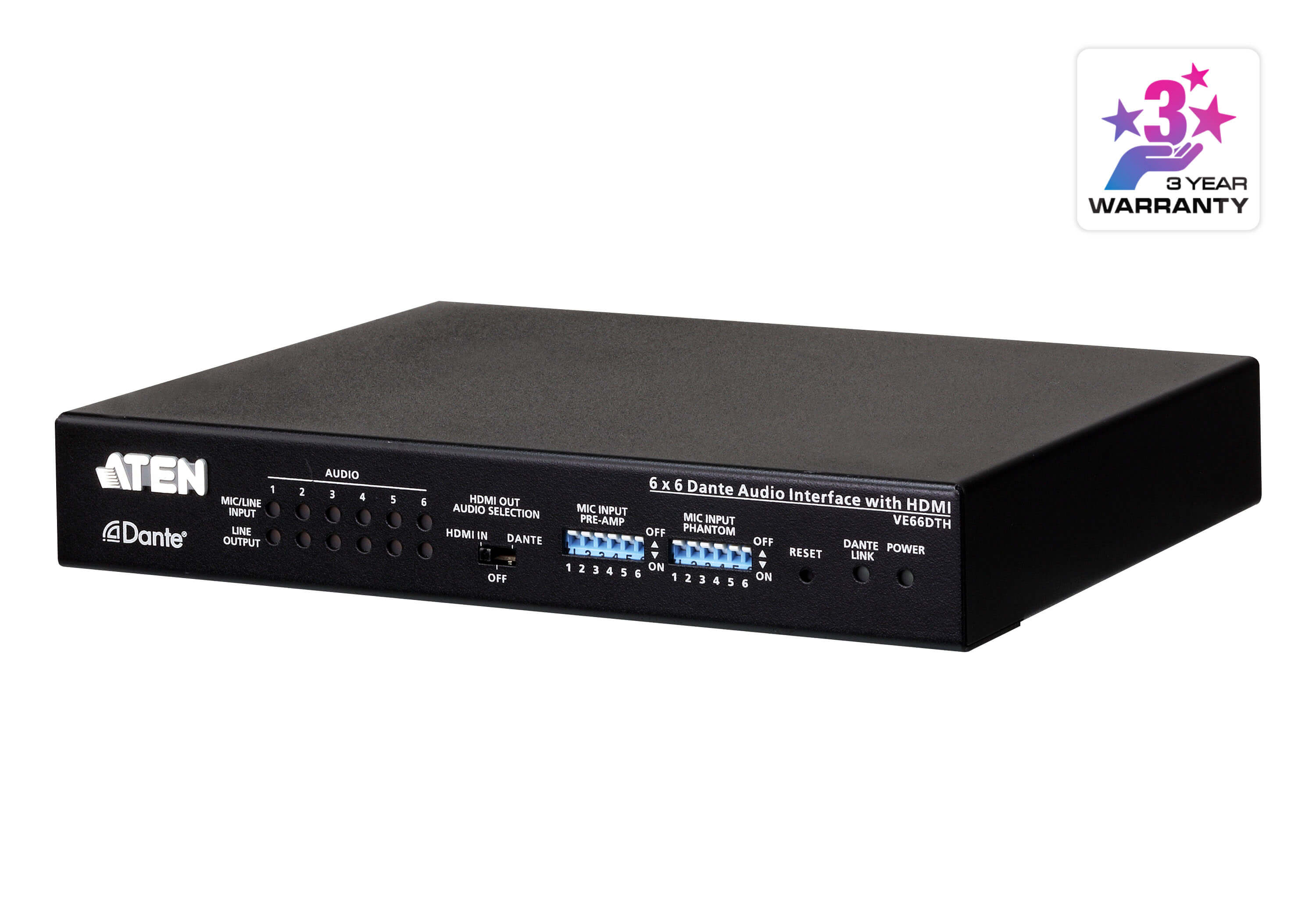 ATEN VE66DTH 6 x 6 Dante Audio Interface with HDMI