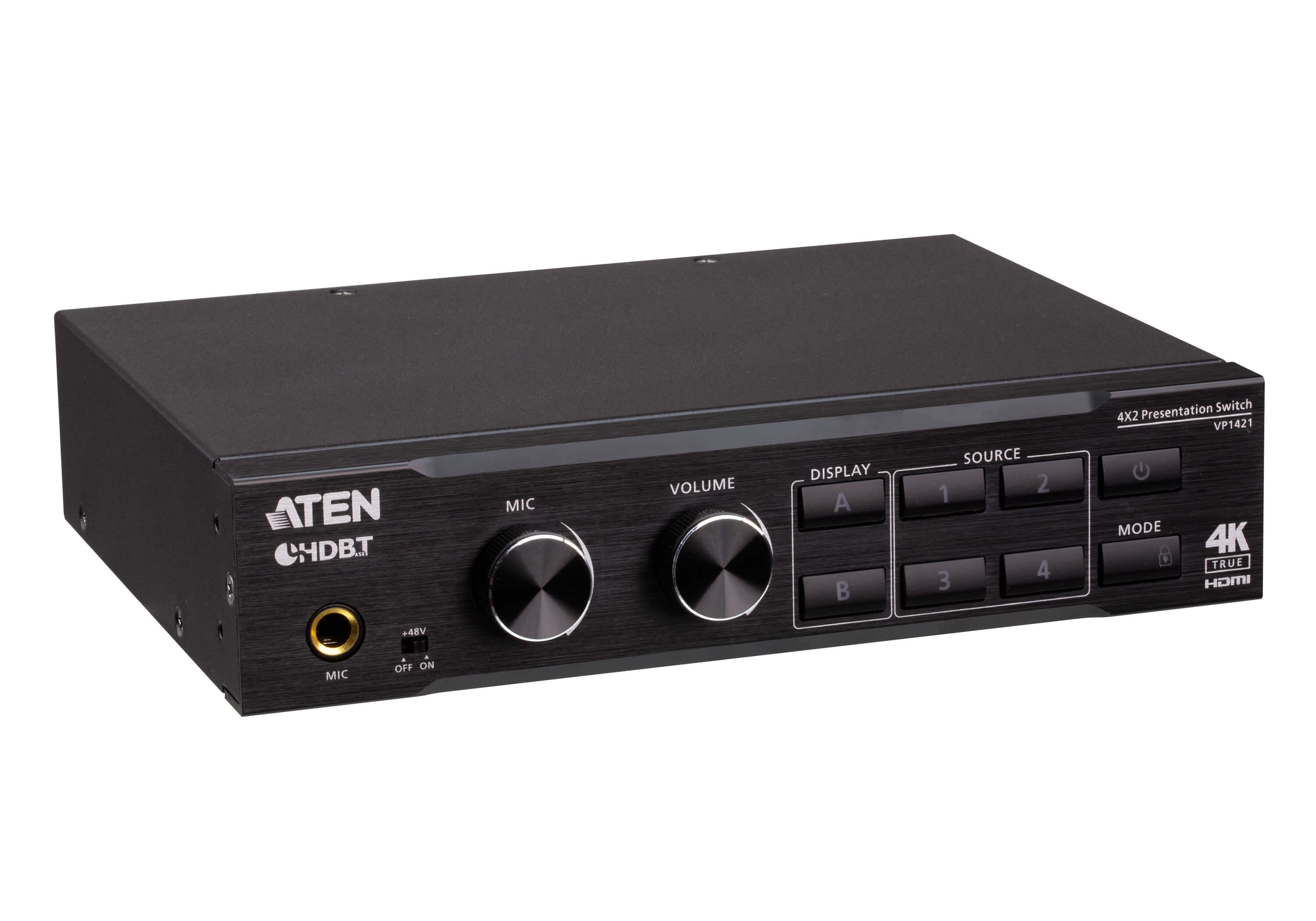 ATEN VP1421 4 x 2 True 4K Presentation Matrix Switch with Scaling, DSP, and HDBaseT-Lite