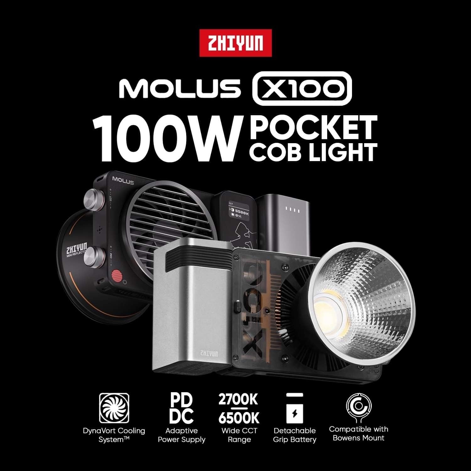 Zhiyun MOLUS X100 Bi-Color Pocket COB Monolight (Combo Set)